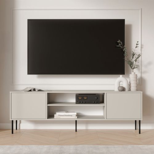 Mobile Porta tv Beige un Ripiano 2 Ante 4180x40x60h cm, con Piedini in Metallo - Rainerio