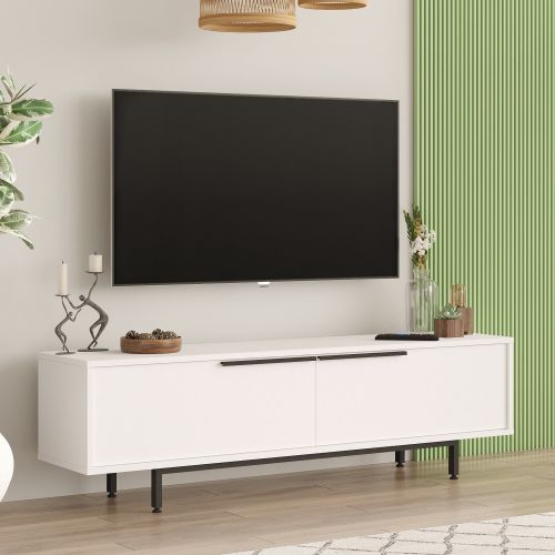 Mobile Porta tv Bianco 2 Ante 2 Vani 160x36x45h cm, Apertura a Ribalta - Palmi