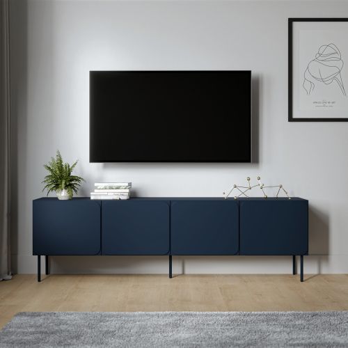 Mobile Porta tv blu un Ripiano 2 Ante 200x42x60h cm, 4 Vani - Mornago