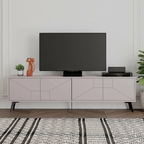 Mobile porta TV Chiron, Credenza da soggiorno, Armadio basso per TV, Base parete attrezzata, 180x30 h50 cm, Beige