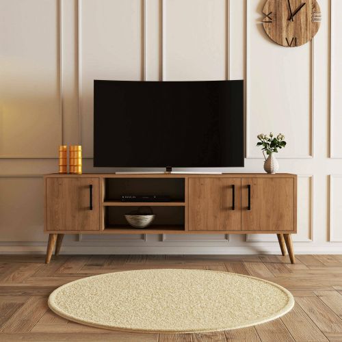 Mobile porta TV Daphnis, Credenza da soggiorno, Armadio basso per TV, Base parete attrezzata, 150x34 h52 cm, Quercia