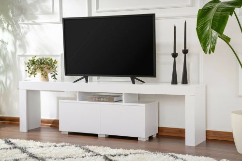 Mobile porta TV Govone, Credenza da soggiorno, Armadio basso per TV, Base parete attrezzata, 180x31 h50 cm, Bianco