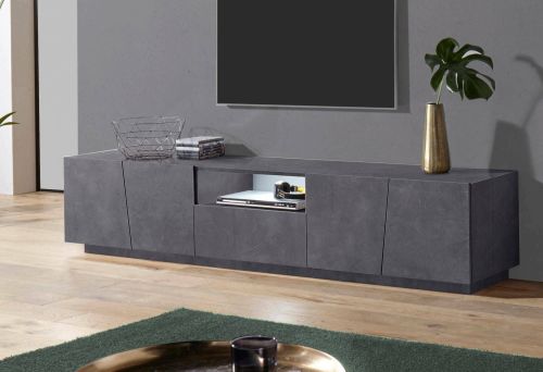Mobile Porta tv Grigio Ardesia un Cassetto un Ripiano 220x43x46h cm, 4 Ante Made in Italy - Azzurras