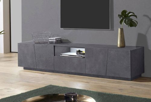 Mobile Porta tv Grigio Ardesia un Cassetto un Ripiano 220x43x46h cm, Apertura Battente Made in Italy - Azzurras