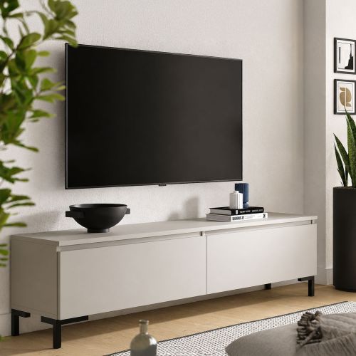 Mobile Porta tv Grigio Chiaro Nero un Ripiano 2 Ante 150x37x45h cm, con Piedini Made in Italy - Mimasato