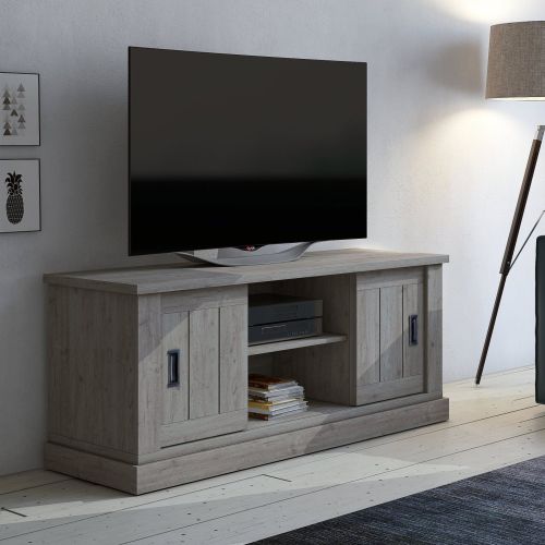 Mobile Porta tv Grigio Rovere Grigio un Ripiano 2 Ante 45x46x60h cm, 4 Vani - Mesola