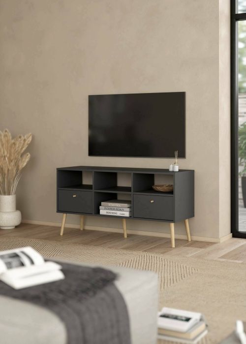 Mobile porta TV Jolie, Credenza da soggiorno, Armadio basso per TV, Base parete attrezzata, 39x117 h61 cm, Grigio