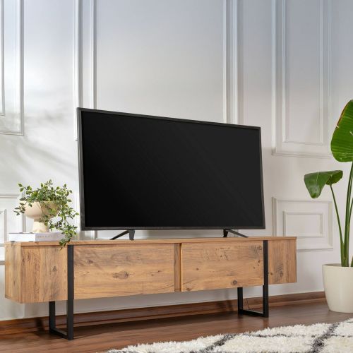 Mobile porta TV Lilith, 180x30 h50 cm, Pino e Nero