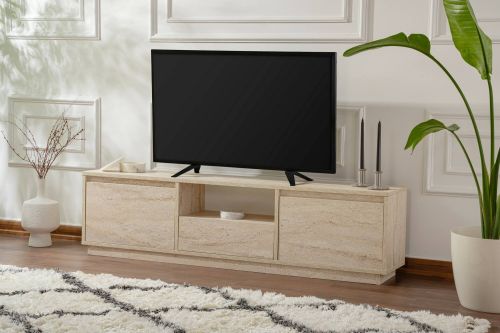 Mobile porta TV Lovere, Credenza da soggiorno, Armadio basso per TV, Base parete attrezzata, 160x30 h42 cm, Beige