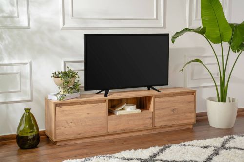 Mobile porta TV Lovere, Credenza da soggiorno, Armadio basso per TV, Base parete attrezzata, 160x30 h42 cm, Pino