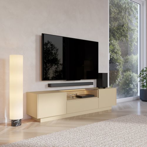 Mobile Porta tv Marrone Chiaro Marrone Rovere un Cassetto 2 Ripiani 176x40x43h cm, 2 Ante - Kakaha