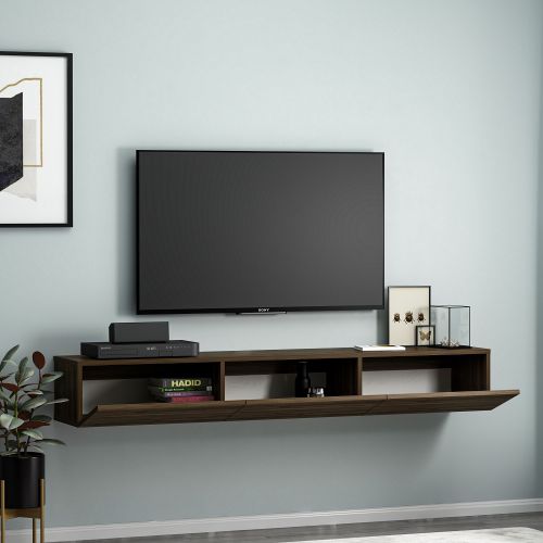 Mobile Porta tv Marrone Noce 3 Vani 3 Ante 180x31x26h cm, Apertura a Ribalta - Lariano