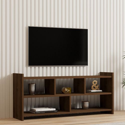 Mobile Porta tv Marrone Noce 5 Ripiani 5 Vani 118x28x55h cm, Peso Supportato 40 kg - Loreglia