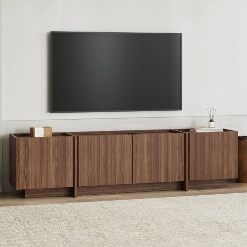 Mobile Porta tv Marrone Noce Apertura a Ribalta 4 Ante 180x35x46h cm, 4 Vani - Nokarara