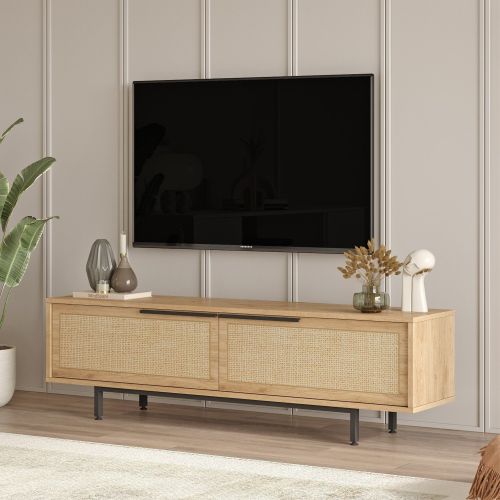 Mobile Porta tv Marrone Noce Marrone Quercia Apertura a Ribalta 2 Ante 160x35.5x45.1h cm, 2 Vani - Moimacco