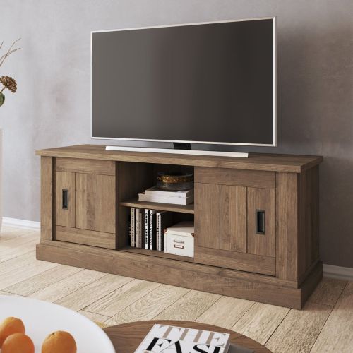 Mobile Porta tv Marrone Noce un Ripiano 2 Ante 45x46x60h cm, 4 Vani - Mesola