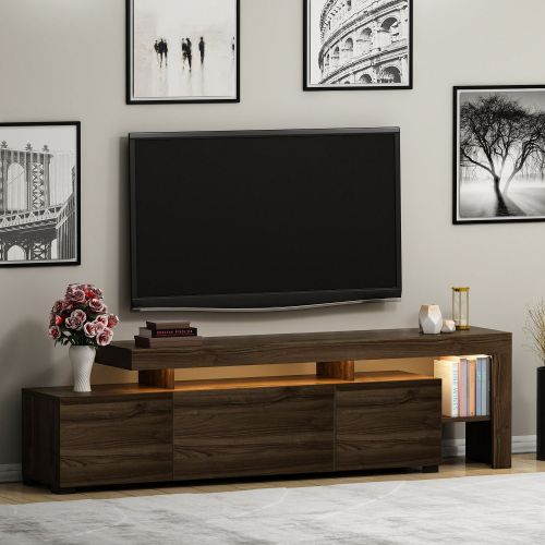 Mobile Porta tv Marrone Noce un Ripiano Apertura Battente, a Ribalta 192x37x53h cm, 3 Ante - Trasacco