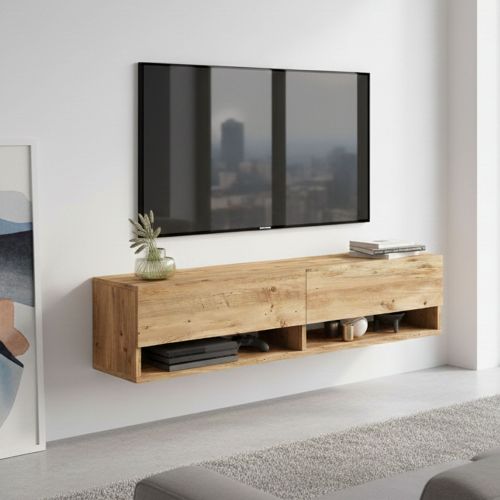 Mobile Porta tv Marrone Quercia 3 Ripiani 2 Ante 140x31.6x29.1h cm, 4 Vani - Veneto