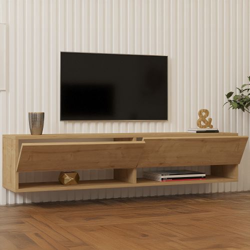 Mobile Porta tv Marrone Rovere 2 Ripiani 2 Ante 141x30x31h cm, 4 Vani - Olmi
