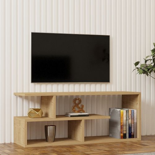 Mobile Porta tv Marrone Rovere 2 Ripiani 4 Vani 100x30x40h cm, Peso Supportato 40 kg - Foglizzo