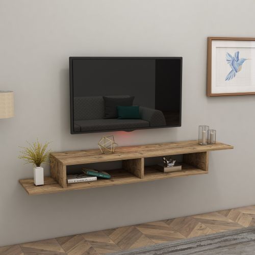 Mobile Porta tv Marrone Rovere 2 Vani Peso Supportato 40 kg 120x30x18h cm, Installazione Sospeso - Ivrea