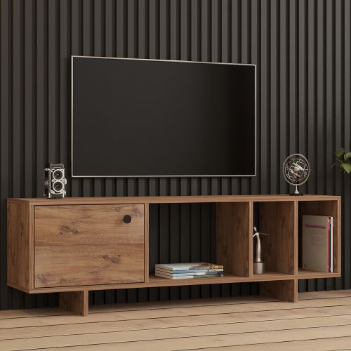Mobile Porta tv Marrone Rovere 4 Vani Un'anta 140x29x45h cm, Apertura Battente - Fumane
