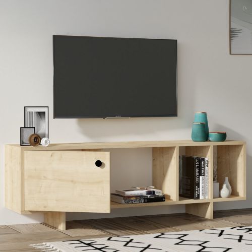 Mobile Porta tv Marrone Rovere Chiaro 4 Vani Un'anta 140x29x45h cm, Apertura Battente - Pralormo