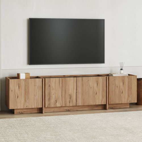 Mobile Porta tv Marrone Rovere Nodi Apertura a Ribalta 4 Ante 180x35x46h cm, 4 Vani - Nokarara
