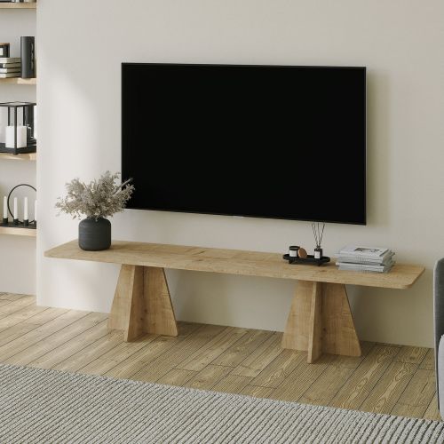 Mobile Porta tv Marrone Rovere Peso Supportato 40 kg Installazione a Terra 180x42x40h cm, Sfumatura Colore Struttura Rovere - Cairano