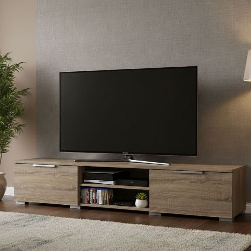 Mobile Porta tv Marrone Rovere Scuro 2 Cassetti un Ripiano 173x40x33h cm, 4 Vani - Ammiro
