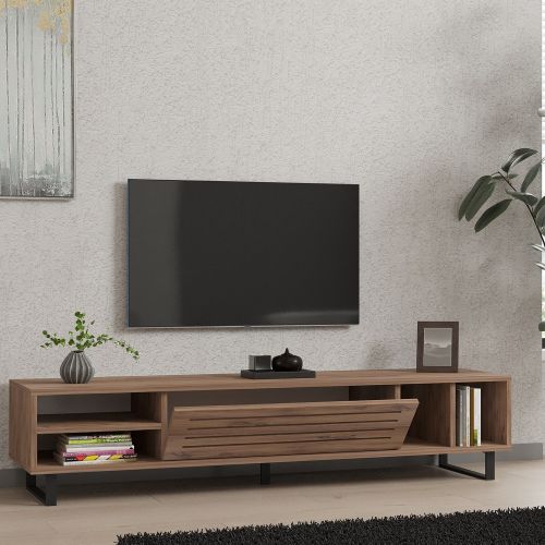 Mobile Porta tv Marrone Rovere un Ripiano Un'anta 160x40x35h cm, 5 Vani - Sovico