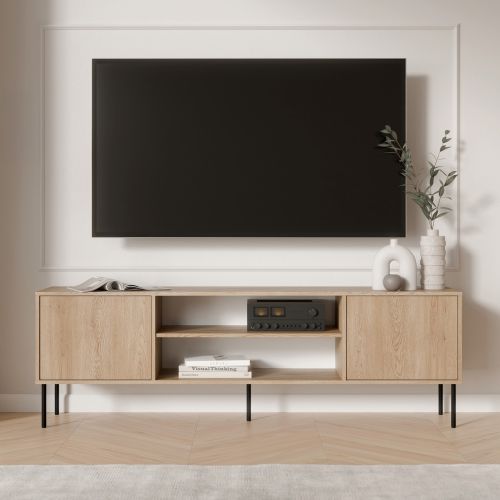 Mobile Porta tv Marrone un Ripiano 2 Ante 4180x40x60h cm, con Piedini in Metallo - Rainerio