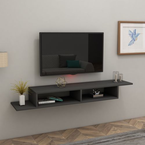 Mobile Porta tv Nero Antracite 2 Vani Peso Supportato 40 kg 120x30x18h cm, Installazione Sospeso - Ivrea