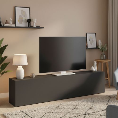 Mobile Porta tv Nero Antracite Apertura a Ribalta Un'anta 180x30x40h cm, 2 Vani - Alakazam