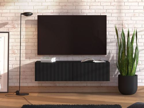 Mobile Porta tv Nero Nero Antracite un Ripiano 2 Ante 128x42x32h cm, 2 Vani - Vetto
