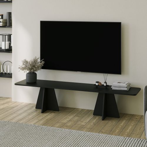 Mobile Porta tv Nero Peso Supportato 40 kg Installazione a Terra 180x42x40h cm, - Cairano