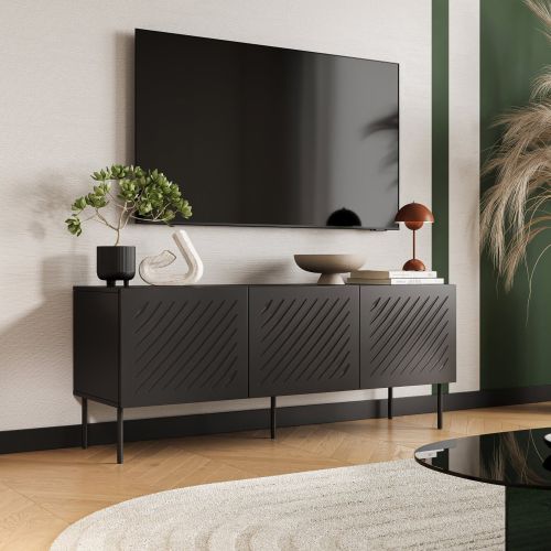 Mobile Porta tv Nero un Ripiano 150.5x42x60h cm, Cassetti - Termoli