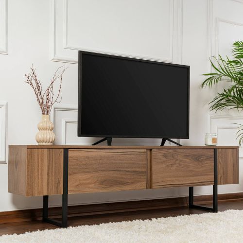 Mobile porta TV Tarquin, 180x30 h50 cm, Noce e Nero