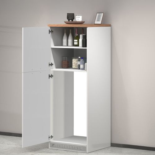 Mobile portafrigo 2 ante 60x165h cm bianco lucido e rovere - Mesarthim