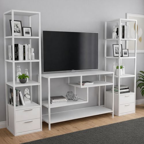 Mobile salotto moderno 198cm bianco e antracite - Felion