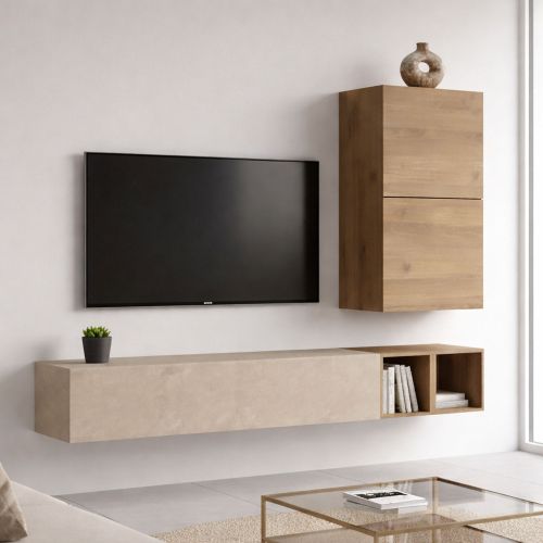 Mobile salotto multifunzione 194cm noce e grigio - Humberto