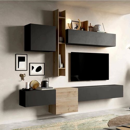 Mobile salotto multifunzione 262cm antracite e rovere - Douglas