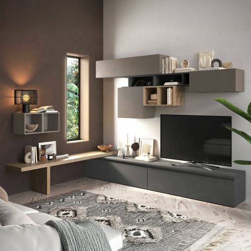 Mobile salotto multifunzione 276cm bronzo e antracite - Polo