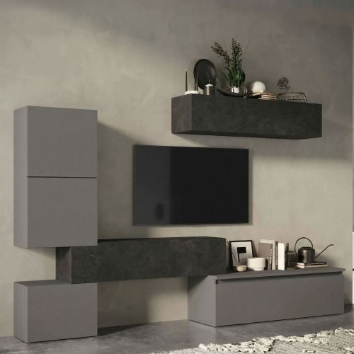 Mobile salotto multifunzione 290cm ardesia e grigio scuro - Nana