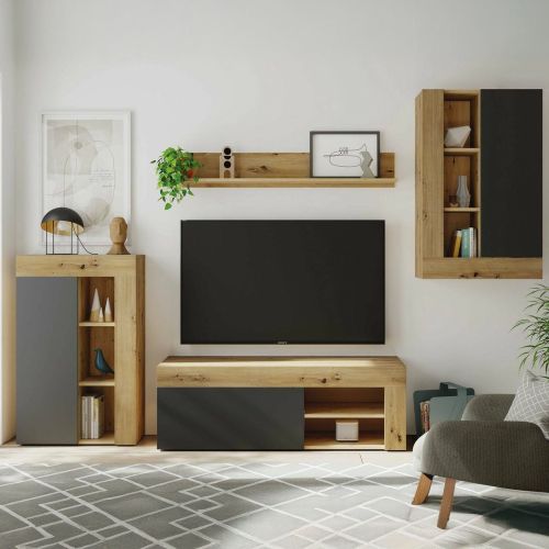 Mobile salotto ripiani regolabili 260cm legno e antracite - Atex