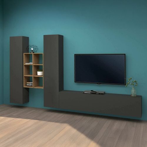 Mobile soggiorno classico 320cm antracite e acero - Acuto