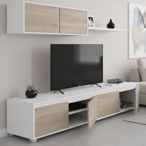 Mobile soggiorno moderno 200cm bianco e rovere - Amir