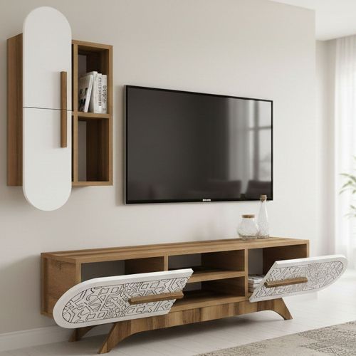 Mobile soggiorno smart 145cm noce e bianco - Gilberta