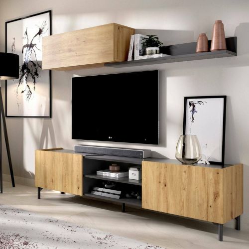Mobile soggiorno smart 182cm legno e antracite - Ama