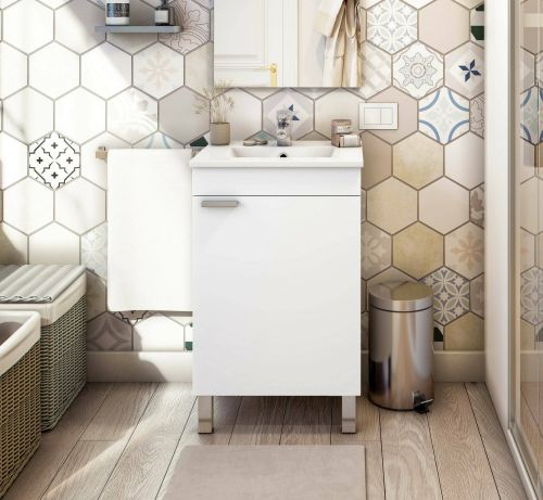 Mobile sottolavabo 1 anta 50x38x80h cm bianco lucido - Iselle